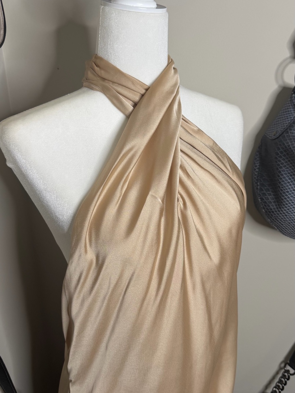 Show Me Your MuMu Satin Dress in Champagne Tan - Size L